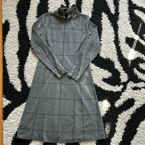 NWOT Ann Taylor Gray and Black Midi Dress with Back Neck Tie Size Small